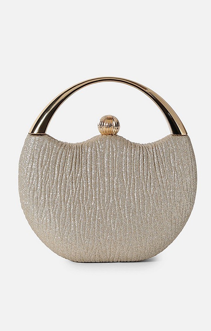 Haute Sauce By Campus Sutra Gold Pu Clutch Bags