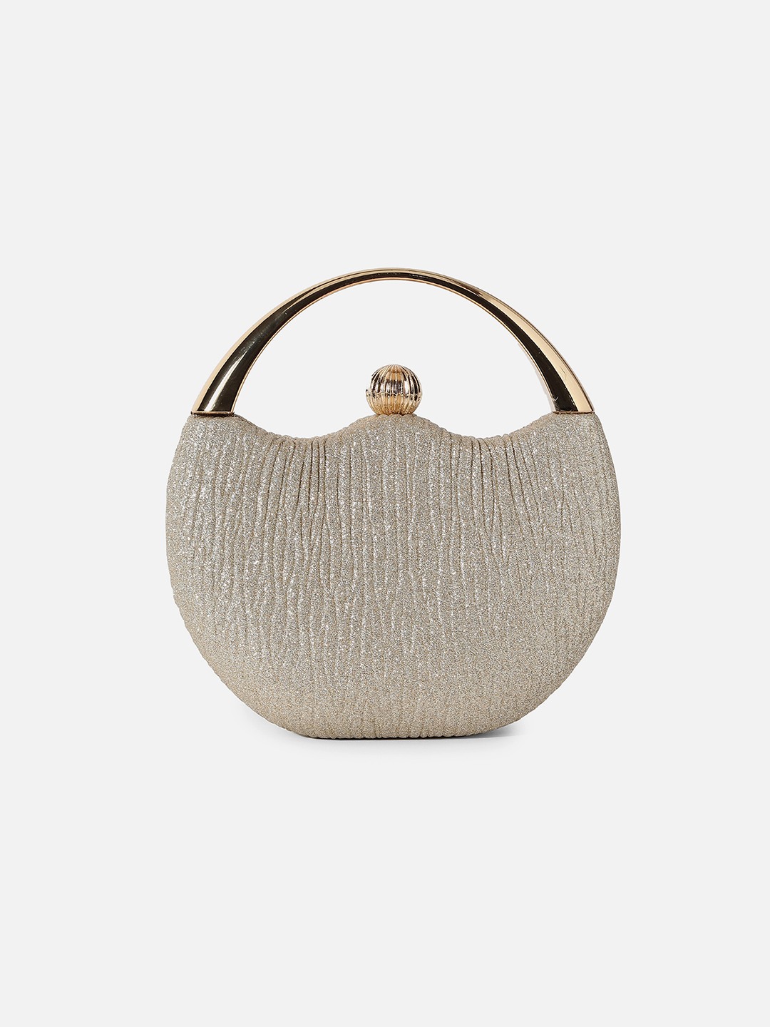 Haute Sauce By Campus Sutra Gold Pu Clutch Bags