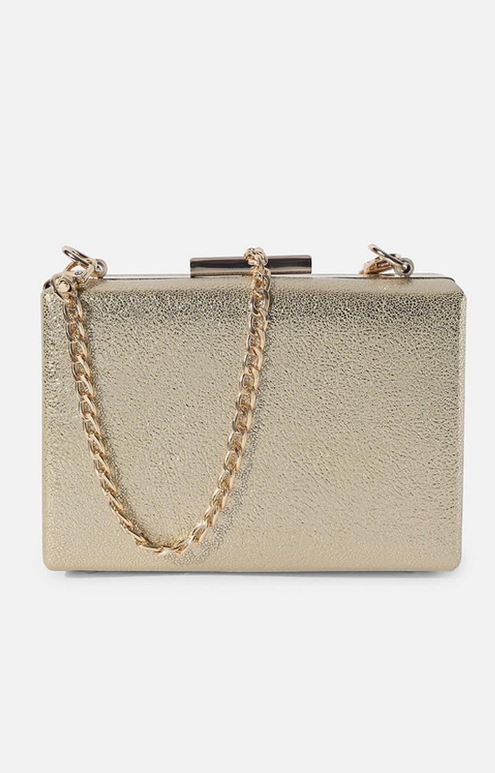 Haute Sauce By Campus Sutra Gold Pu Clutch Bags