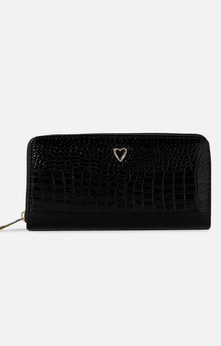 Haute Sauce By Campus Sutra Women Textured Pu Zip Around Wallet