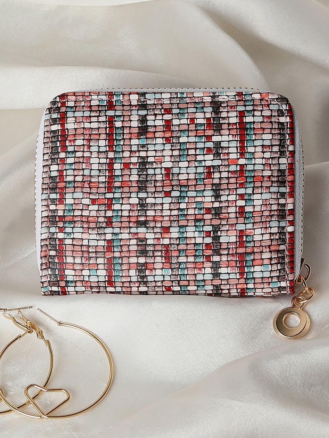 Haute Sauce By Campus Sutra Women Geometric Textured Pu Zip Around Wallet