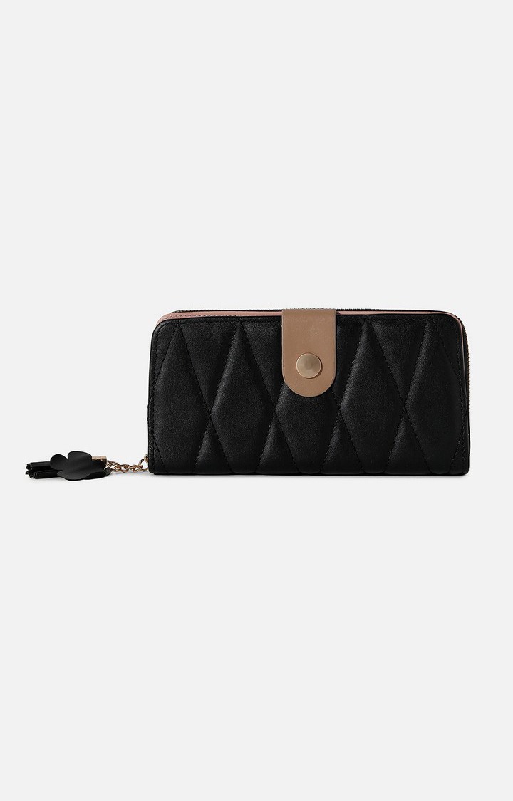 Haute Sauce By Campus Sutra Women Geometric Textured Pu Zip Around Wallet