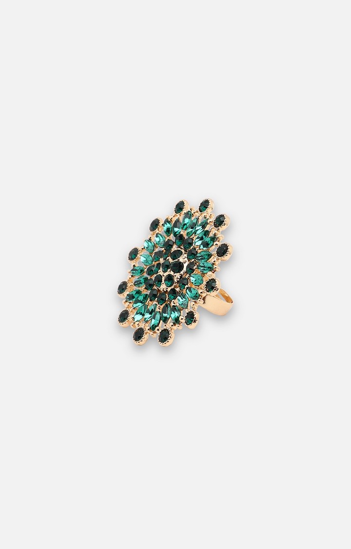 SOHI Women Silver-Plated Stone-Studded Finger Ring