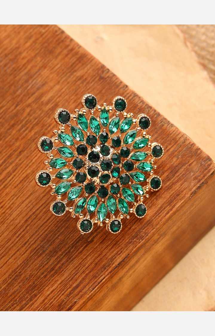 SOHI Women Silver-Plated Stone-Studded Finger Ring