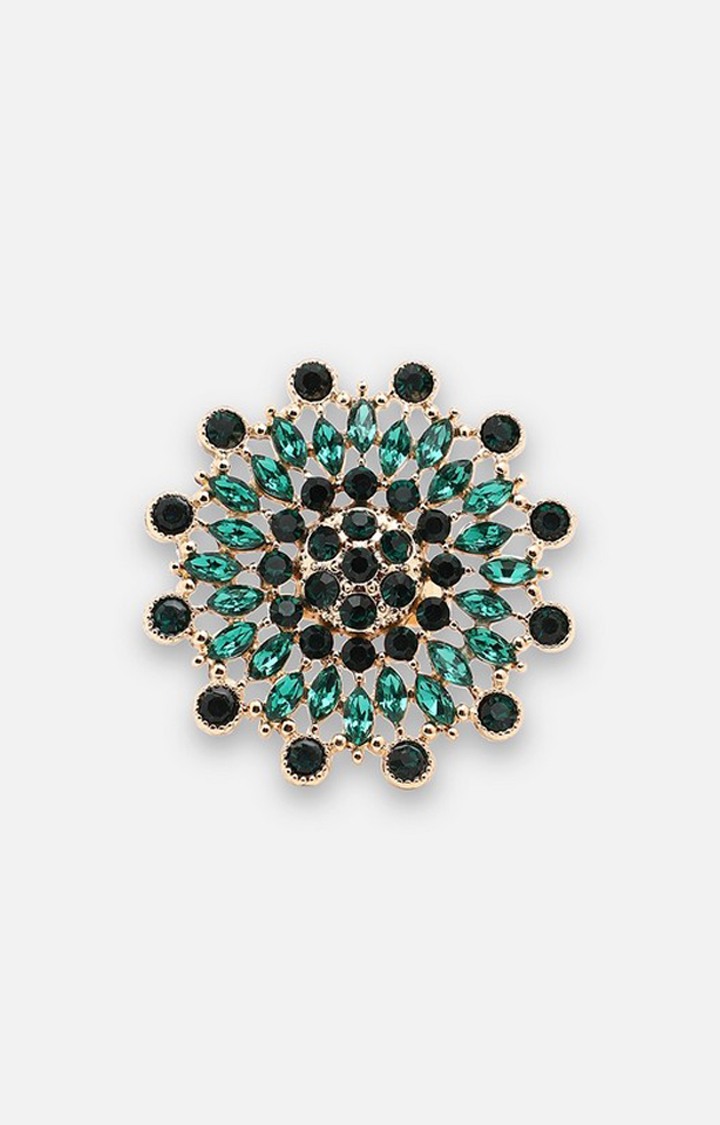 SOHI Women Silver-Plated Stone-Studded Finger Ring