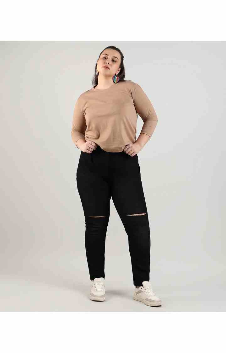 Women's Jet Black Ripped Jeans