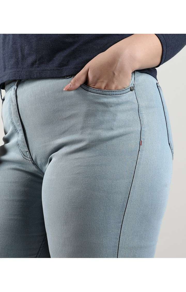 Women's Light Blue Solid Jeans