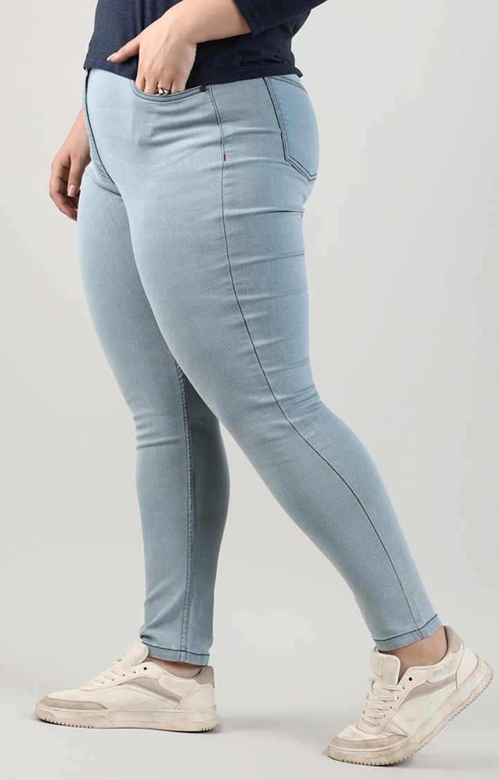 Women's Light Blue Solid Jeans