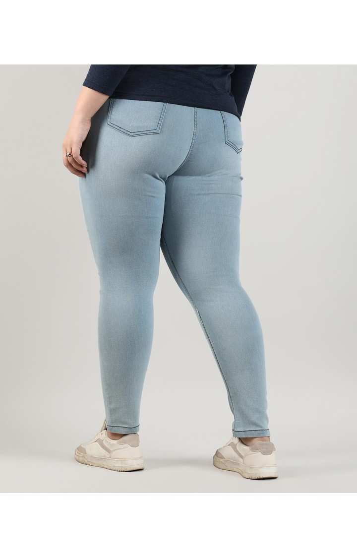 Women's Light Blue Solid Jeans