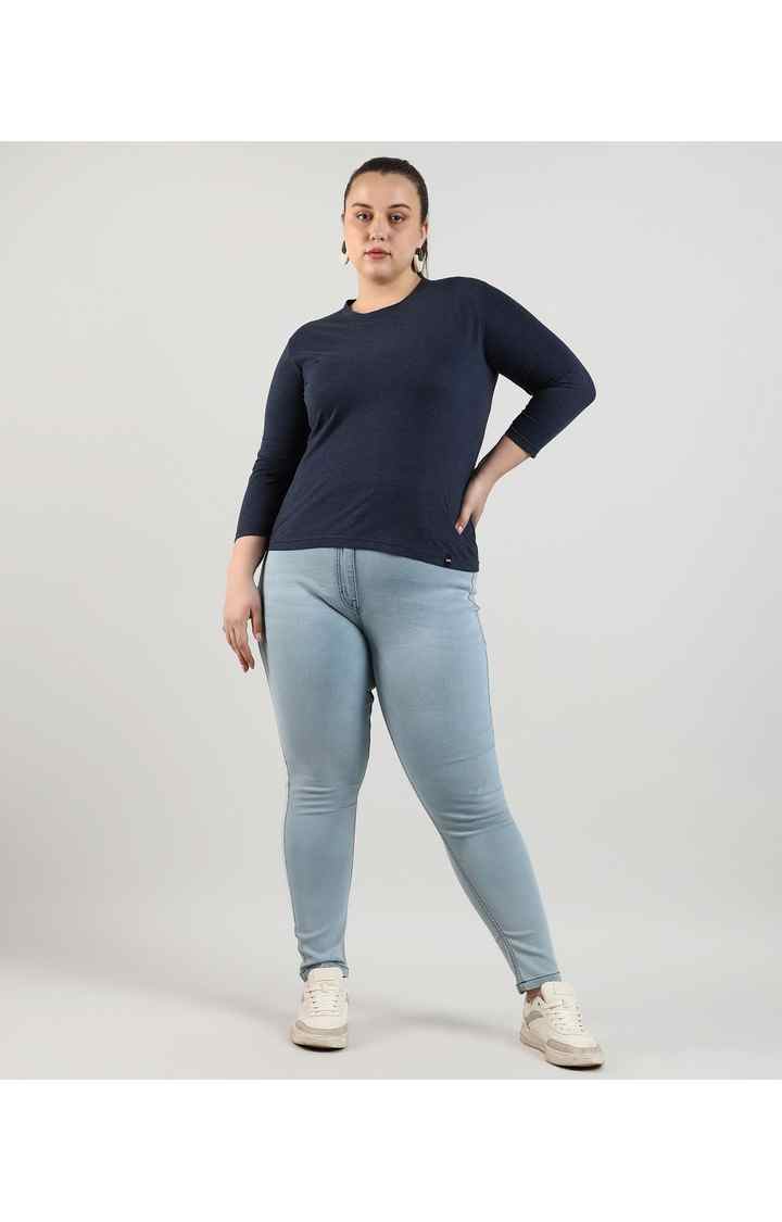 Women's Light Blue Solid Jeans