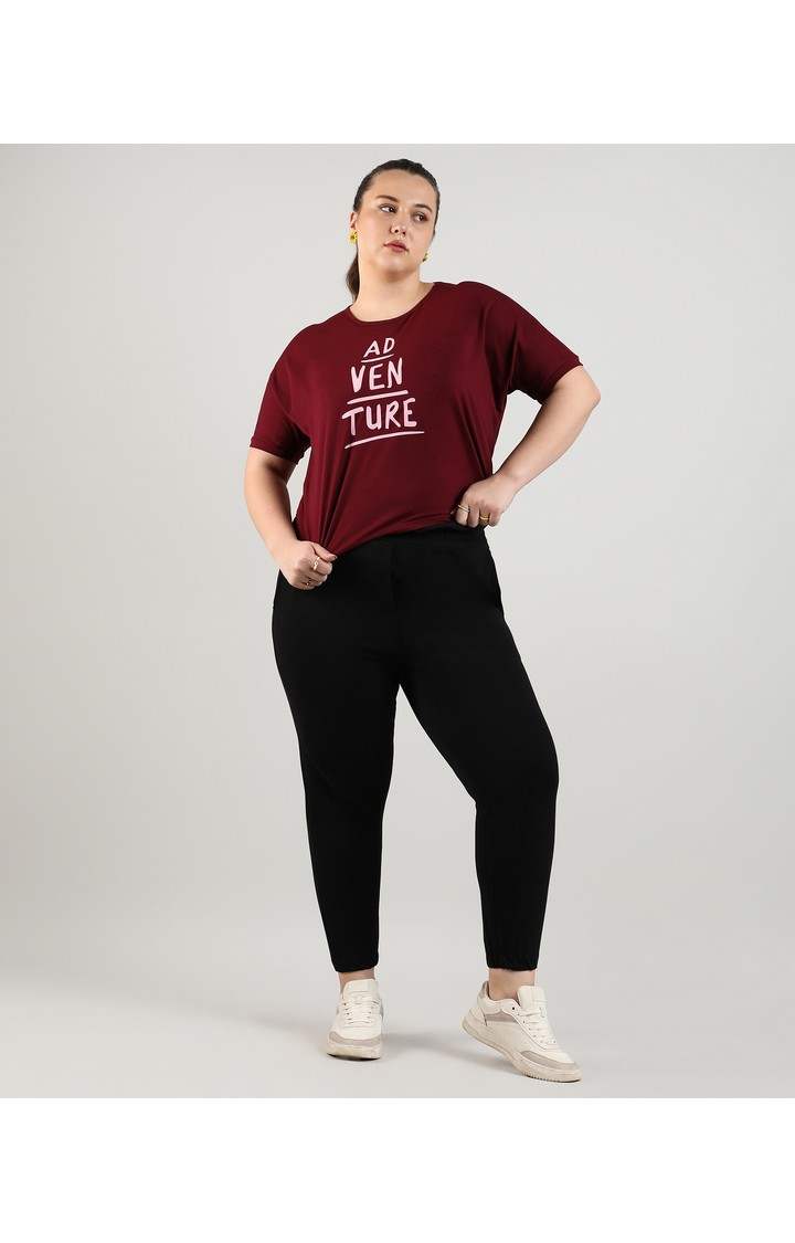Women's Maroon Typographic Tops