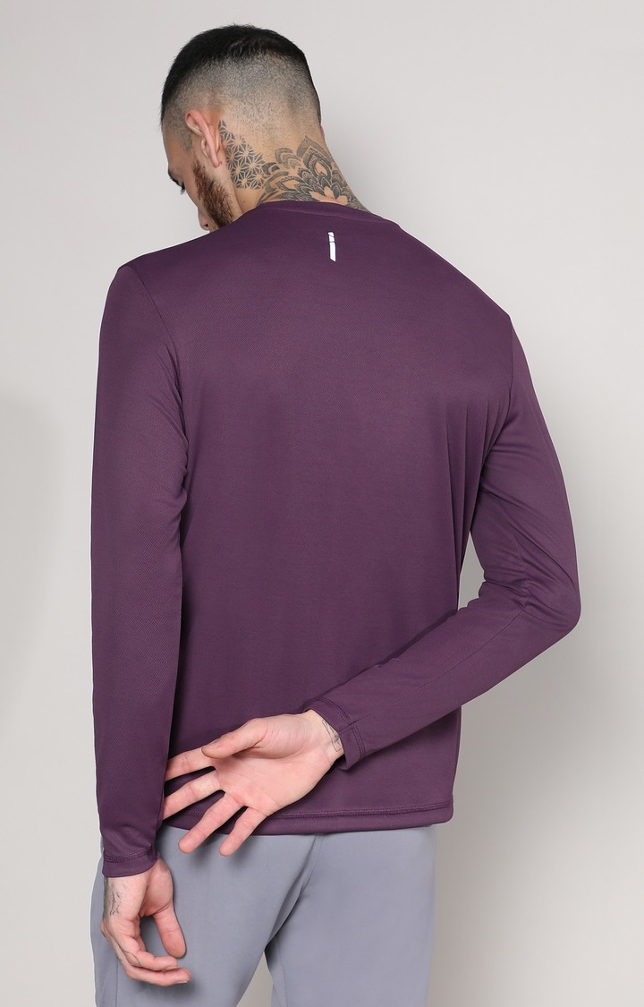 Men's Plum Purple Solid Activewear T-Shirt