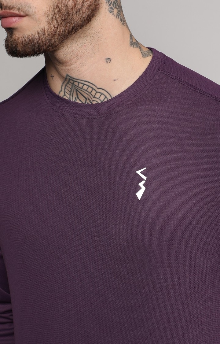 Men's Plum Purple Solid Activewear T-Shirt