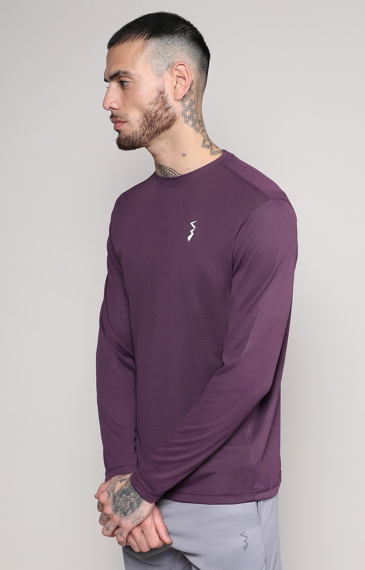 CAMPUS SUTRA | Men's Plum Purple Solid Activewear T-Shirt