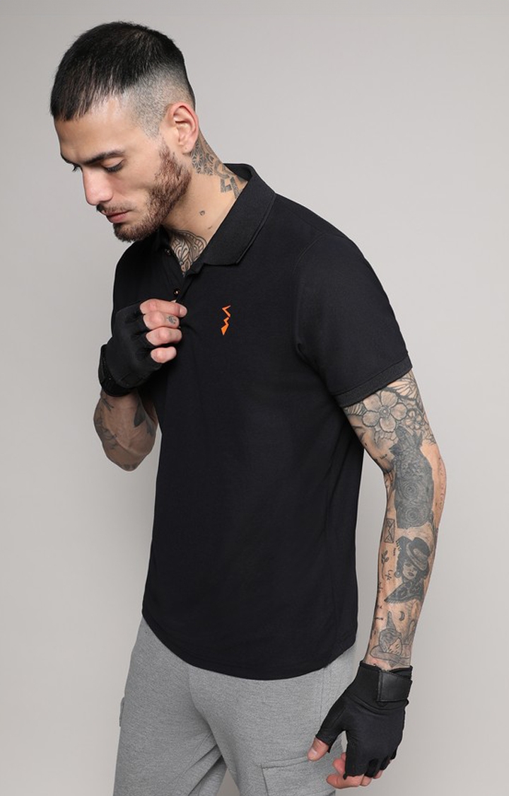 Men's Jet Black Solid Activewear T-Shirt
