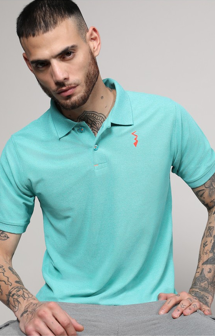 CAMPUS SUTRA | Men's Aqua Blue Solid Activewear T-Shirt