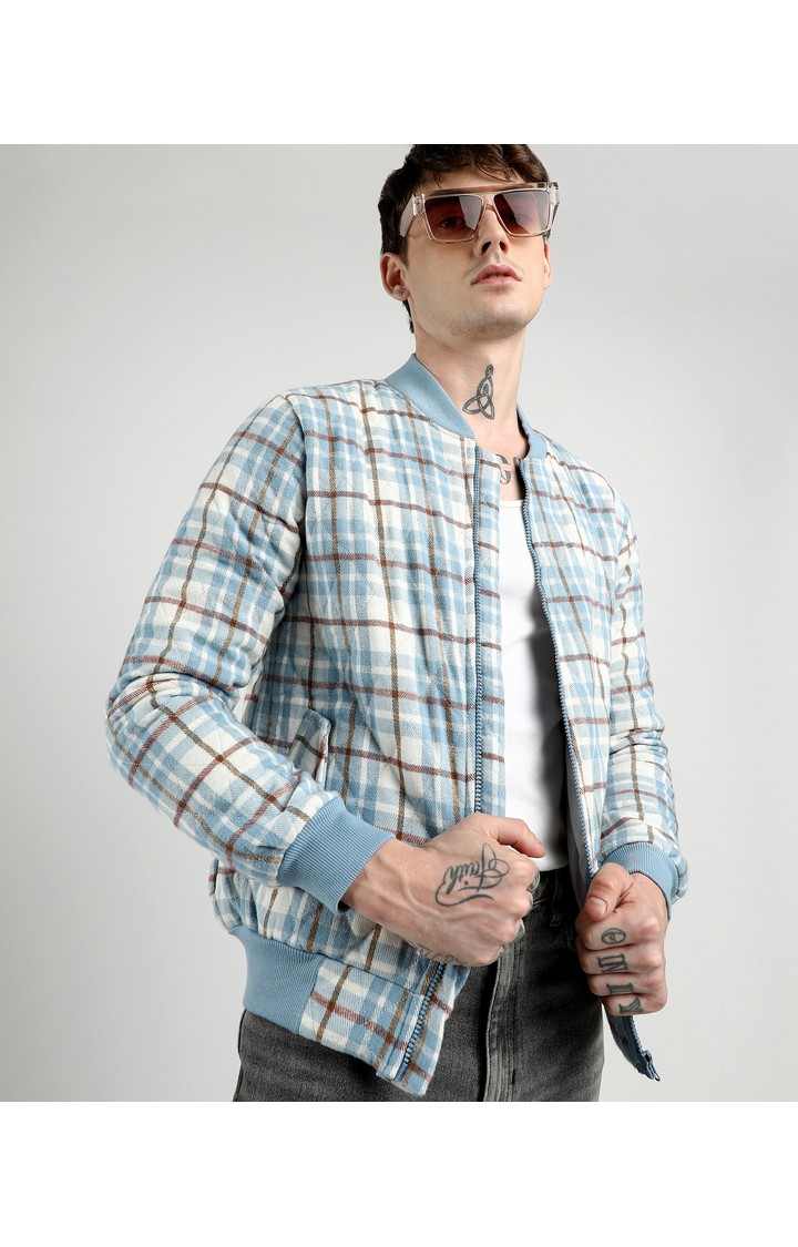 Men's Blue Checked Western Jackets