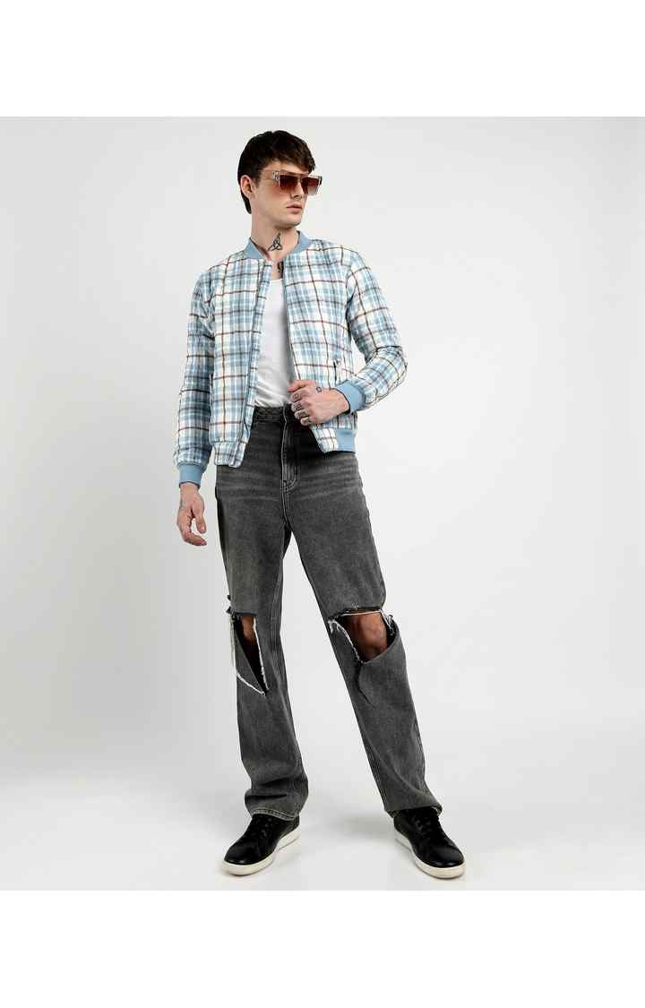 Men's Blue Checked Western Jackets
