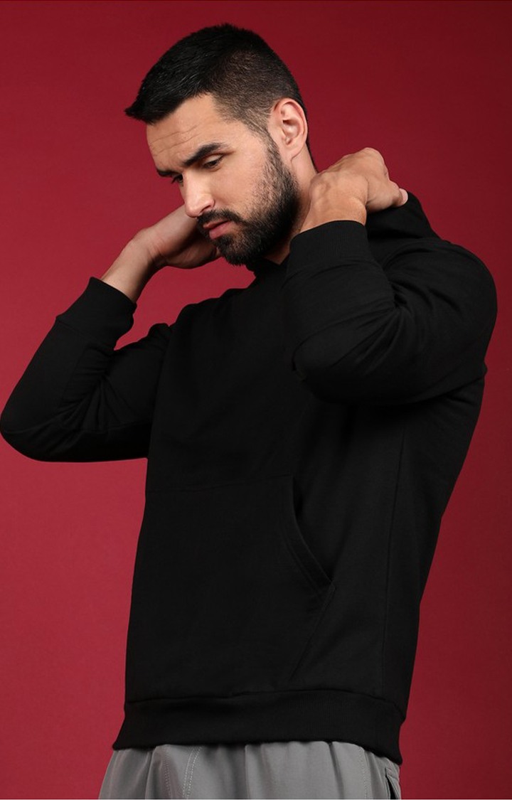 Men's Black Solid Hoodies