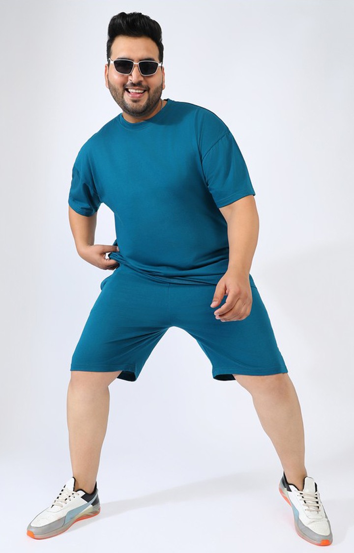 Men's Blue Solid Co-ords
