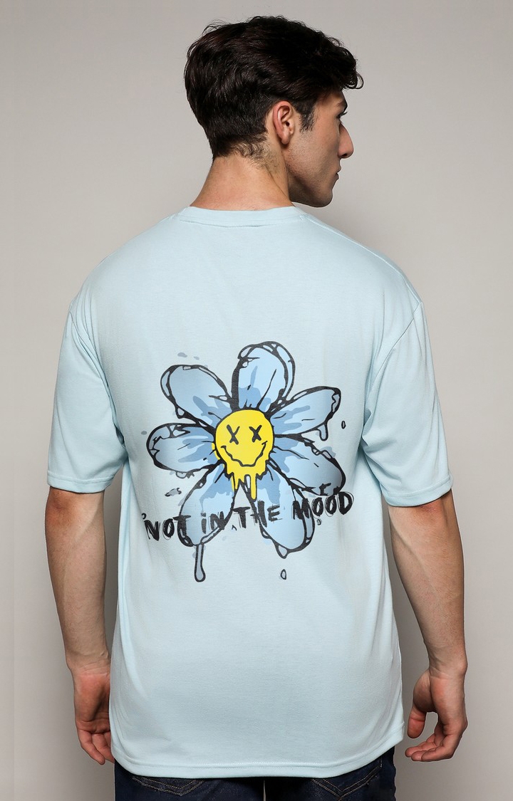 CAMPUS SUTRA | Men's Powder Blue Printed Oversized T-Shirt