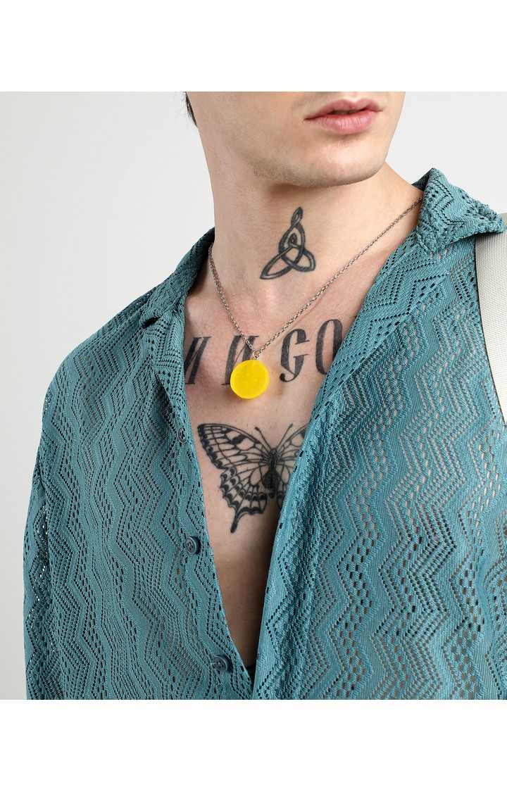 Men's Blue Solid Oversized Shirts
