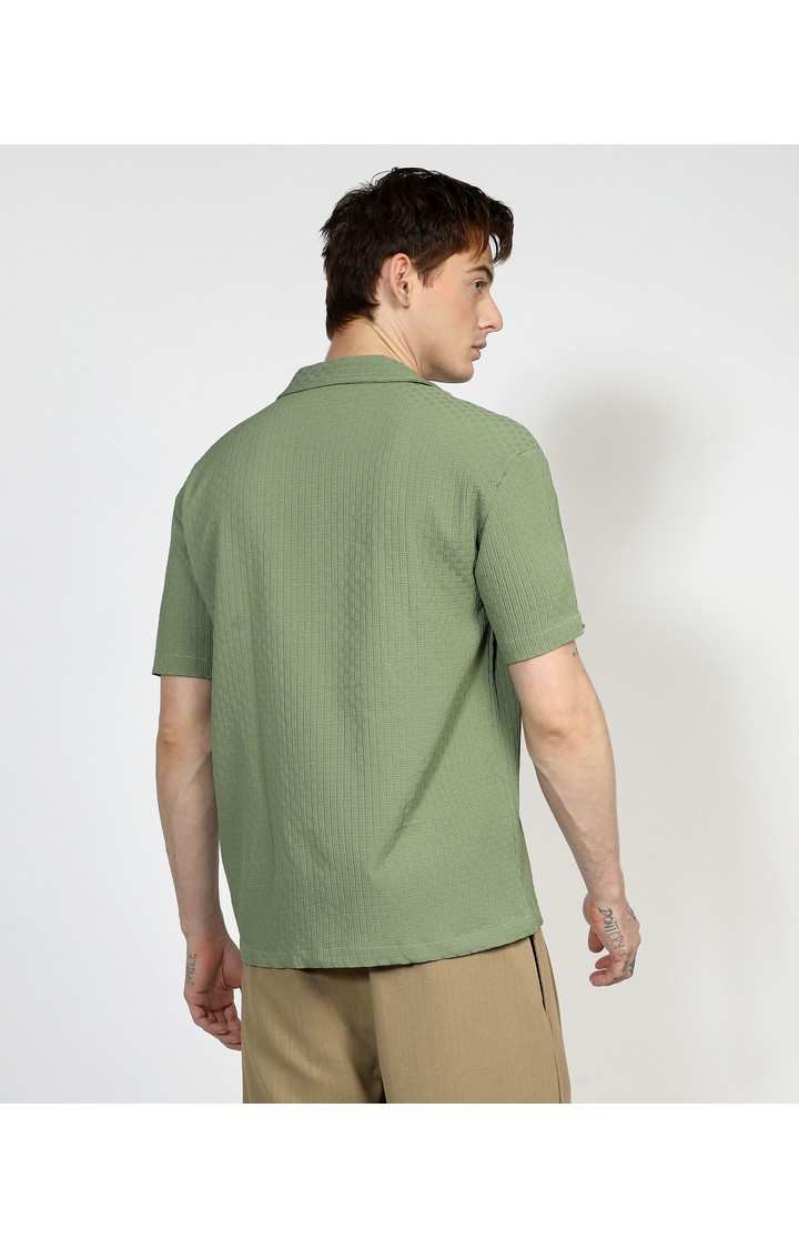 Men's Green Solid Oversized Shirts