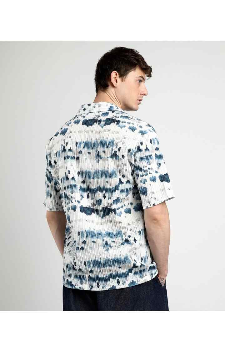Men's Blue Printed Oversized Shirts