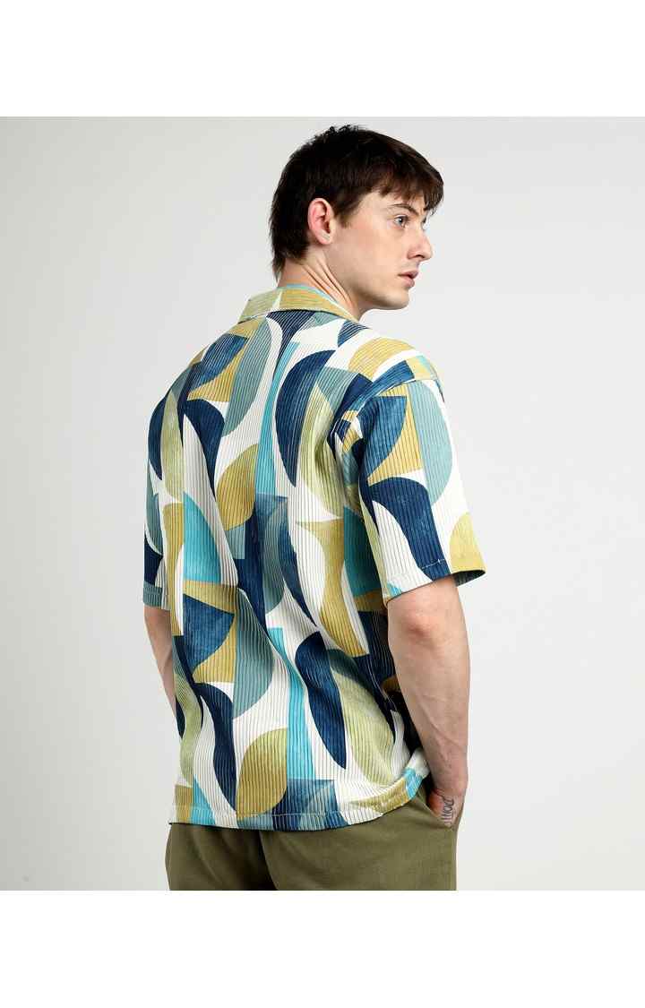 Men's Blue Printed Oversized Shirts