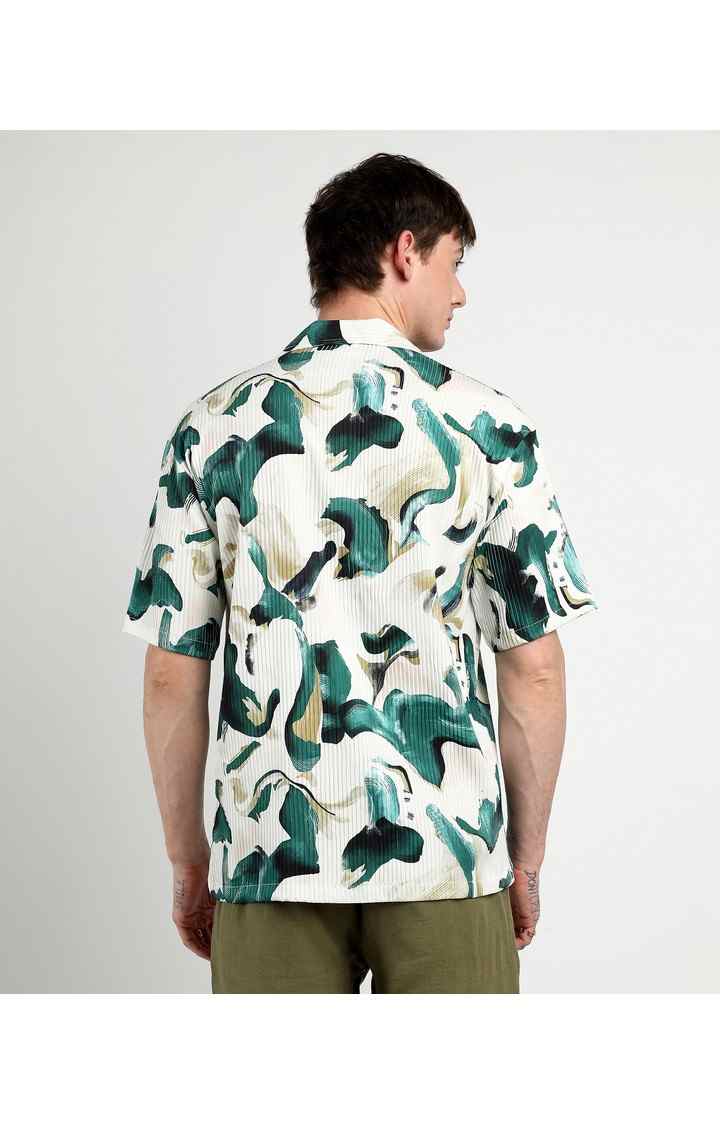 Men's Green Printed Oversized Shirts