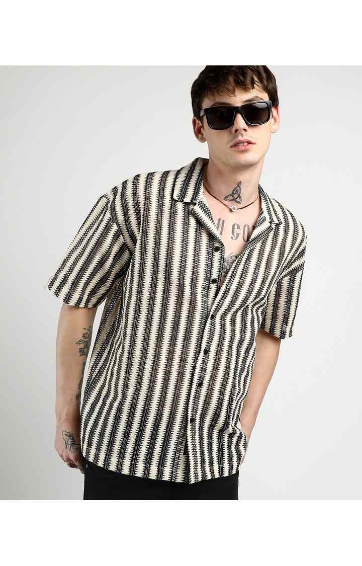 Men's Multicolor Striped Oversized Shirts