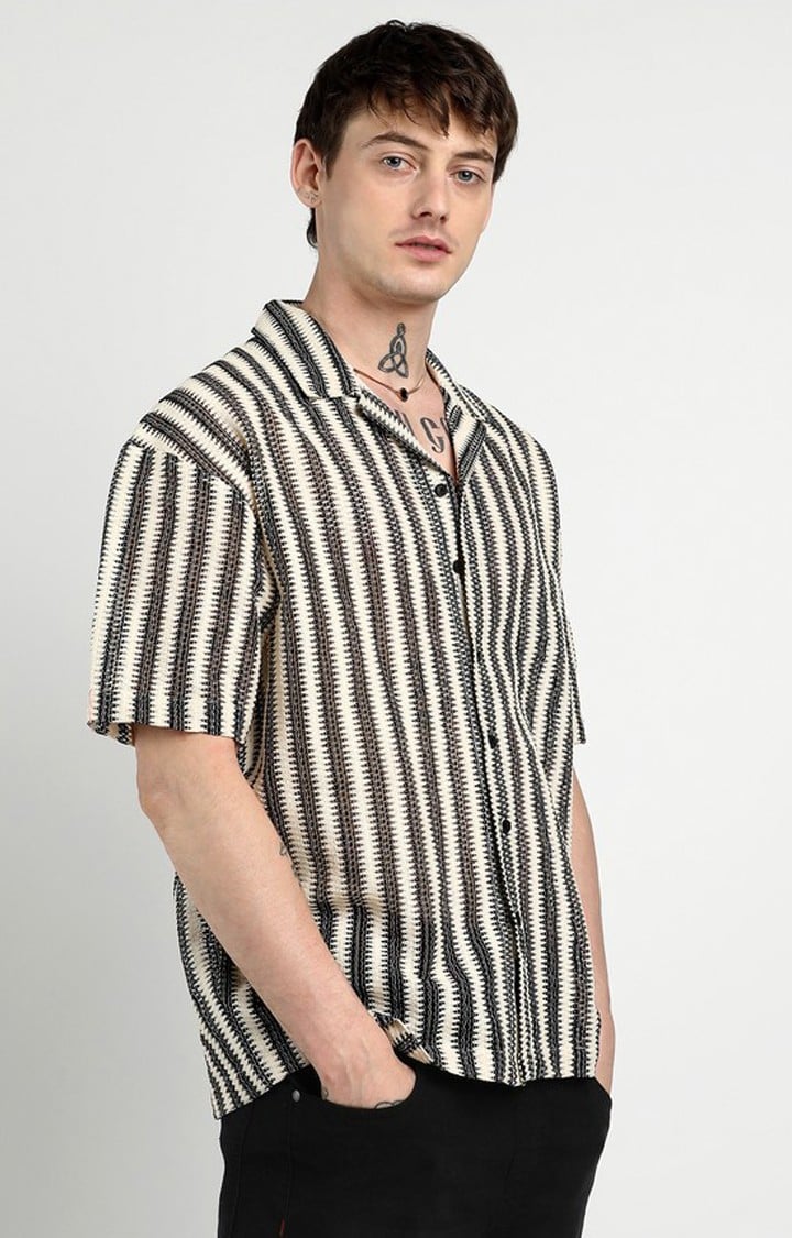 Men's Multicolor Striped Oversized Shirts