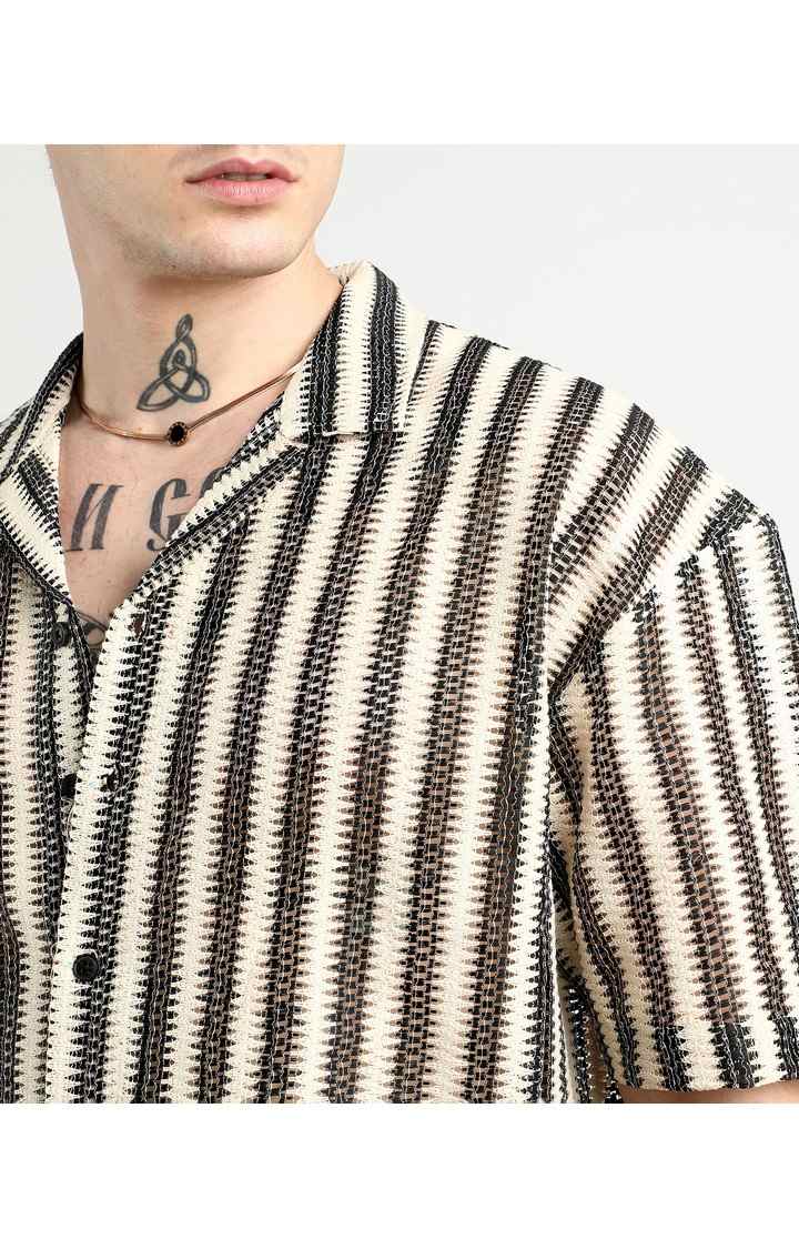 Men's Multicolor Striped Oversized Shirts