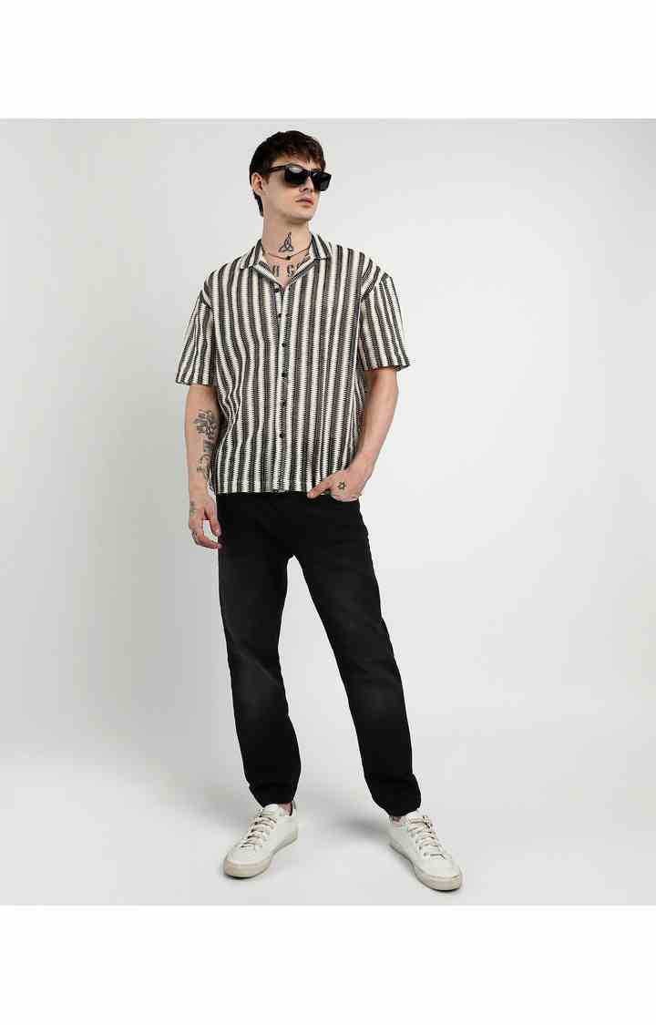 Men's Multicolor Striped Oversized Shirts