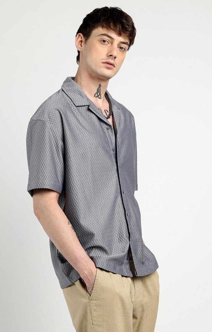 Men's Beige Solid Oversized Shirts