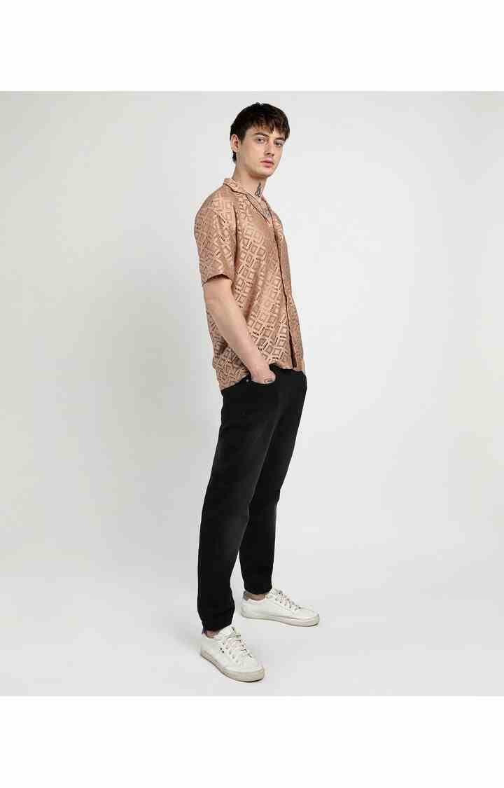 Men's Brown Solid Oversized Shirts