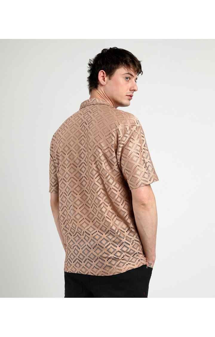 Men's Brown Solid Oversized Shirts