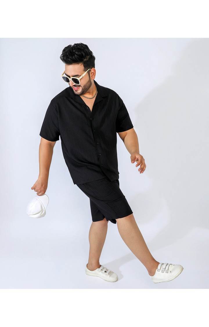 Men's Black Solid Co-ords