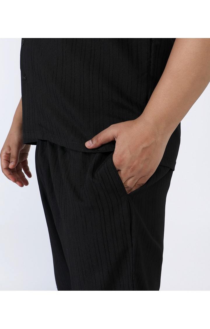 Men's Black Solid Co-ords