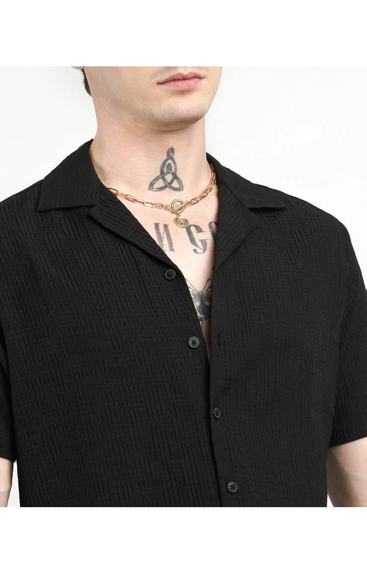 Men's Black Solid Co-ords
