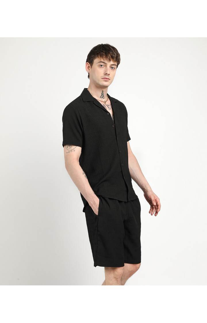 Men's Black Solid Co-ords