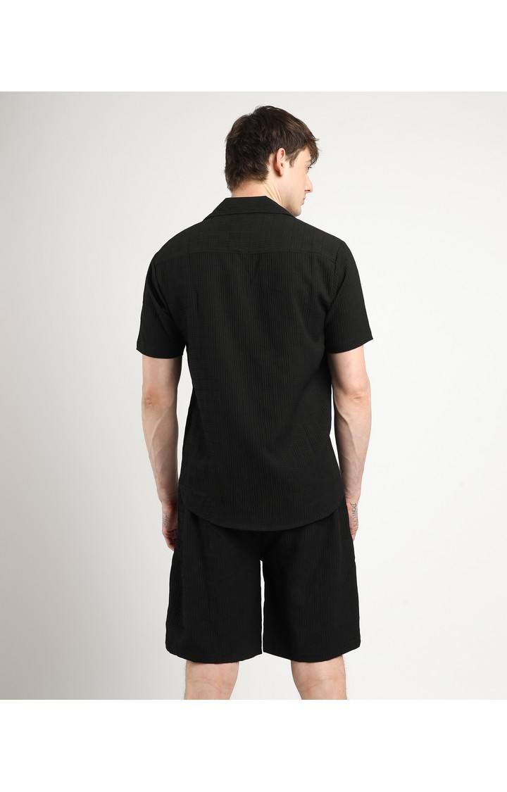 Men's Black Solid Co-ords