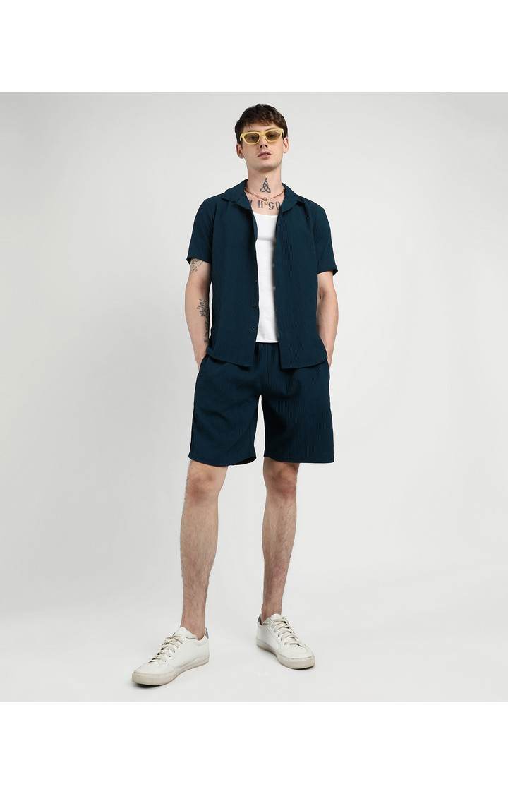 Men's Blue Solid Co-ords