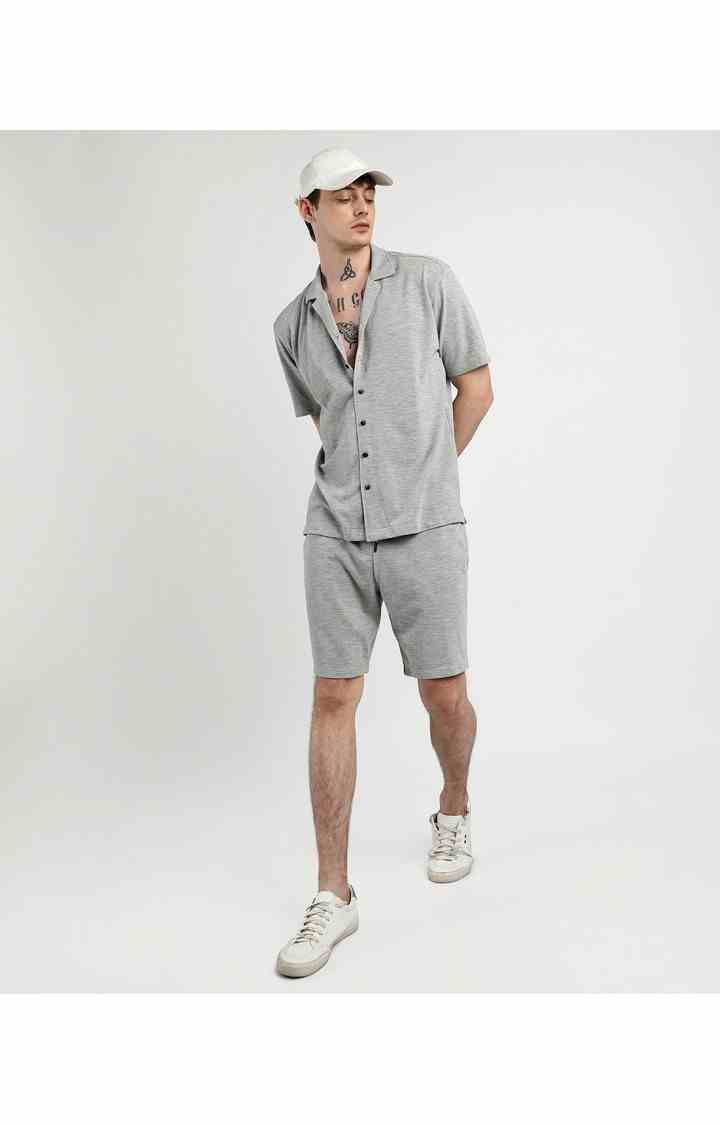 Men's Grey Solid Co-ords