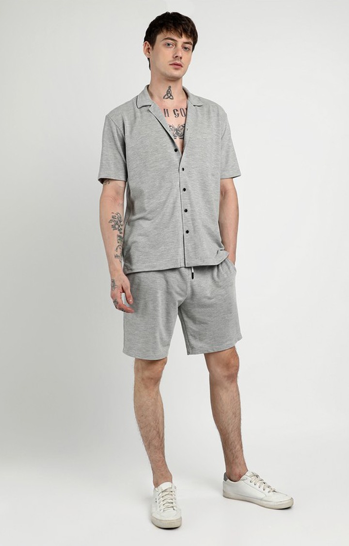 Men's Grey Solid Co-ords