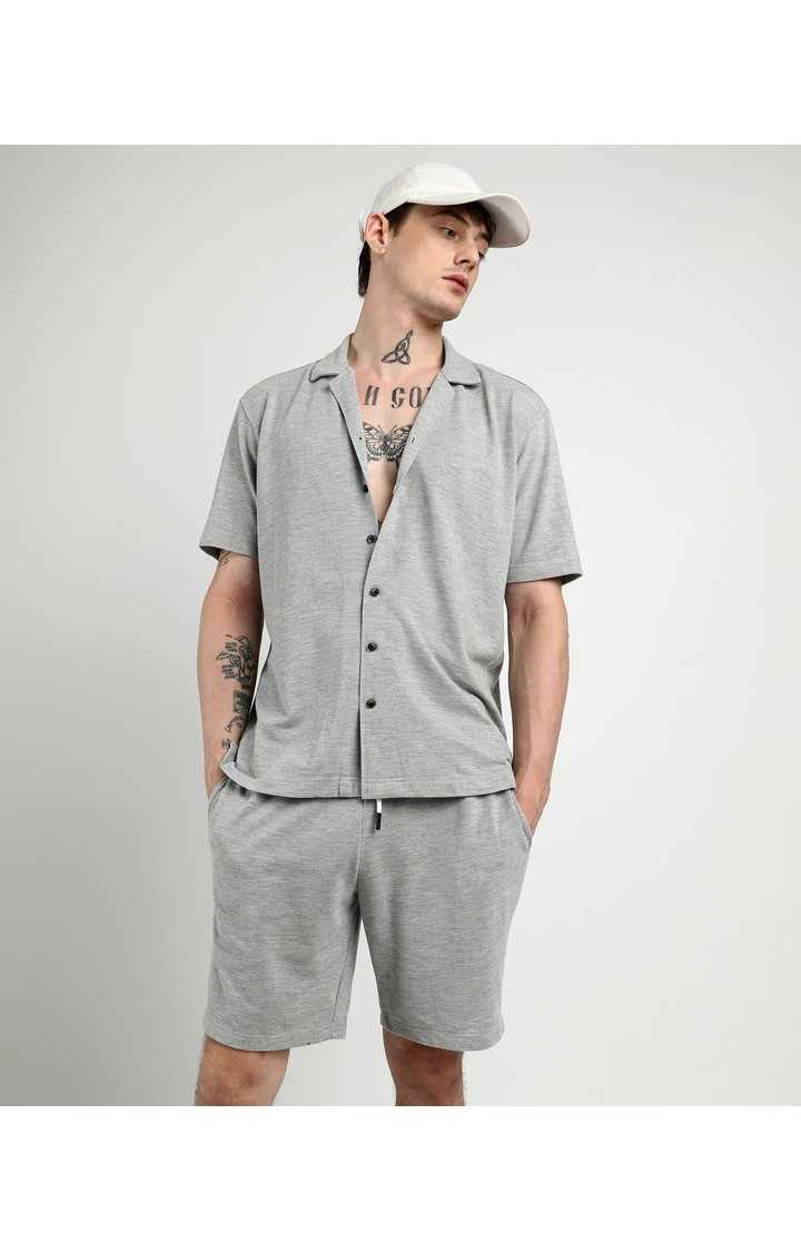 Men's Grey Solid Co-ords