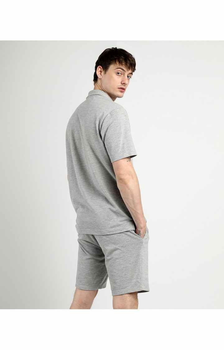 Men's Grey Solid Co-ords