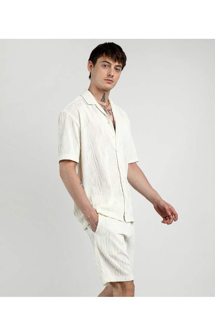 Men's White Solid Co-ords