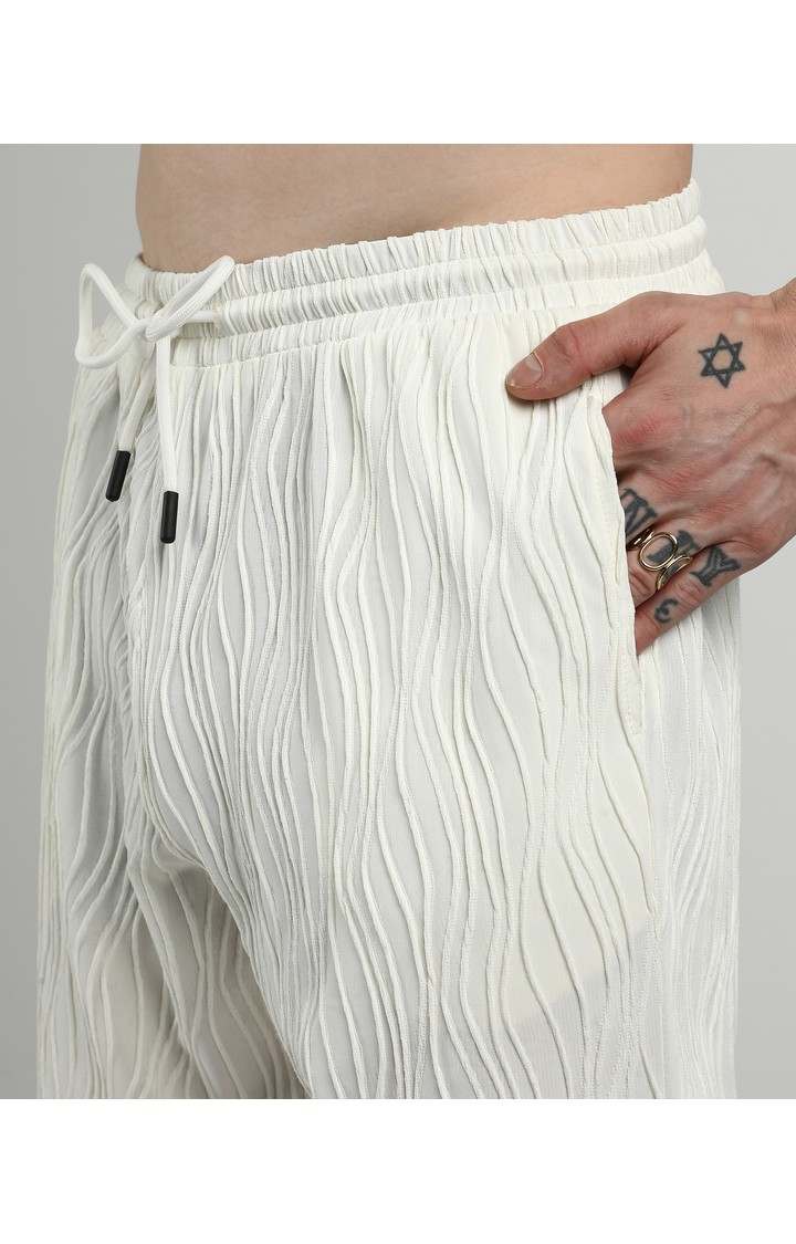 Men's White Solid Co-ords