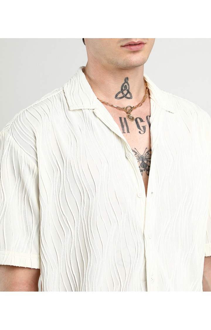 Men's White Solid Co-ords